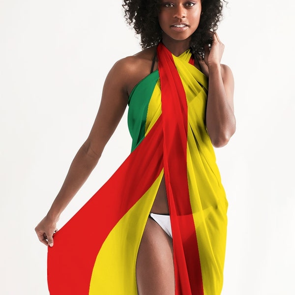 SWIMSUIT COVER UP - Rasta Colors - Jamaica - Swimsuit Cover Up - Flowy Beach Dress - Gift For Women - Women Long Beach Wear