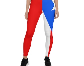 PUERTO RICO LEGGINGS - Caribbean Design Leggings - Women Gym Wear – Fun Yoga Leggings – Puerto Rico Gifts - Microfiber Women Active Wear
