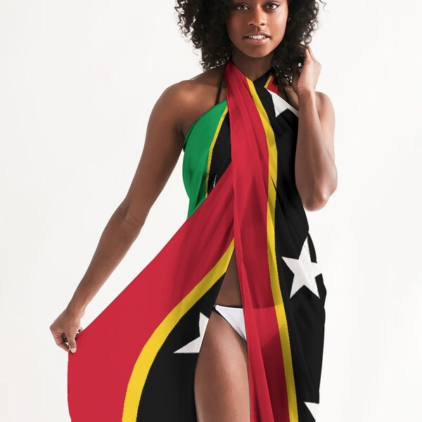 Saint Kitts and Nevis Swimsuit Cover Up - Women Beach Wear - Saint Kitts and Nevis Gifts - Long Flowy Beach Dress