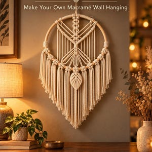 Einfaches rundes Makramee-Wandbehang-Muster (PDF), Makramee-Anleitung für Anfänger, Schritt-für-Schritt-Anleitung für Boho-Wanddeko, Makramee-Reifenmuster