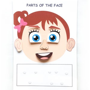 Teile der Gesichtslernkarte für Mädchen, Kleinkind-Kindgeschenk, Feiertags-Kinderaktivitäten, Kinderzimmer-Poster-Wand-Kunst-Raumdekor, lustiges rosa Spielzeug