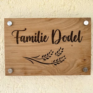 Haustürschild Willkommen Türschild personalisiert Familienschild Klingel Schild Holzschild Eingangschild Eiche Holzschild Bild 1