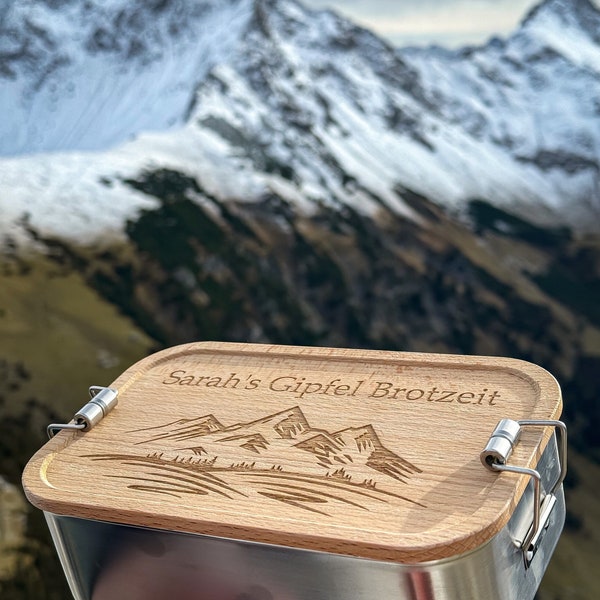 Brotdose personalisiert | Brotdose Berge | Bergzeit | Brotzeitbox | Lunchbox | Brotzeitdose | Pausendose | Gipfelbrotzeit Dose | Bergdose