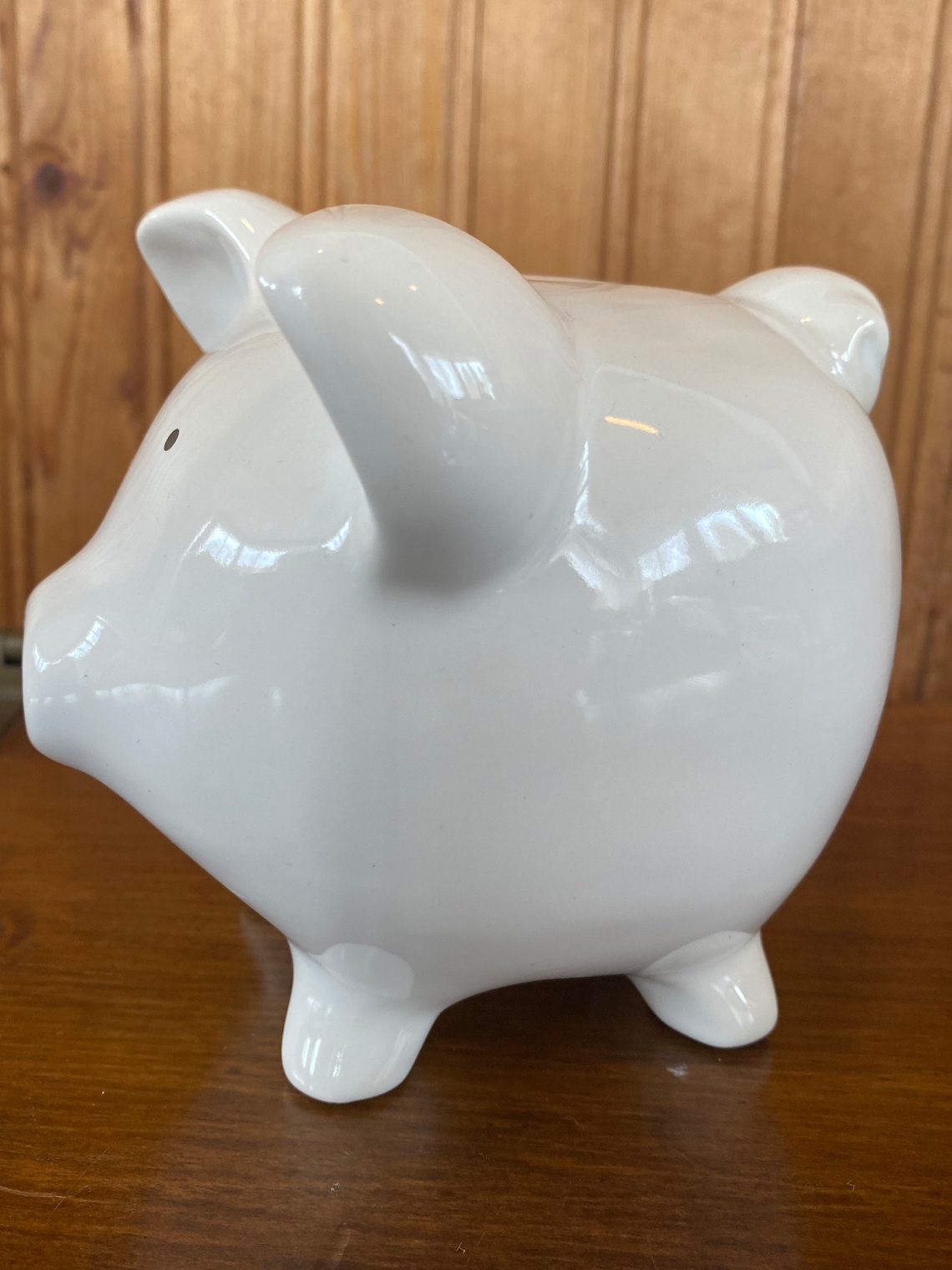 White Ceramic Piggy Bank USA Made Etsy