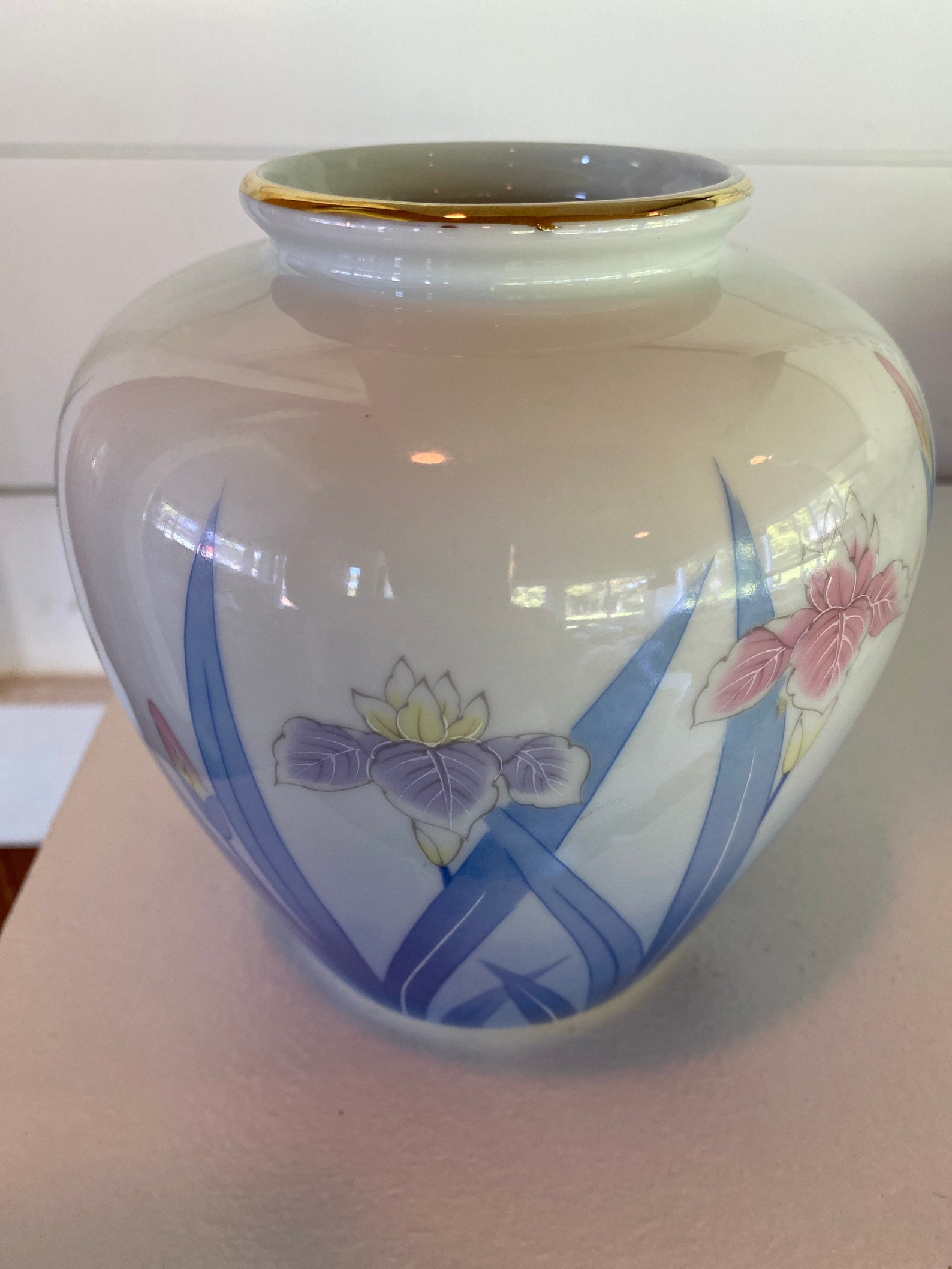 Vase Otagiri Blue Iris Japan Vintage Porcelain Etsy