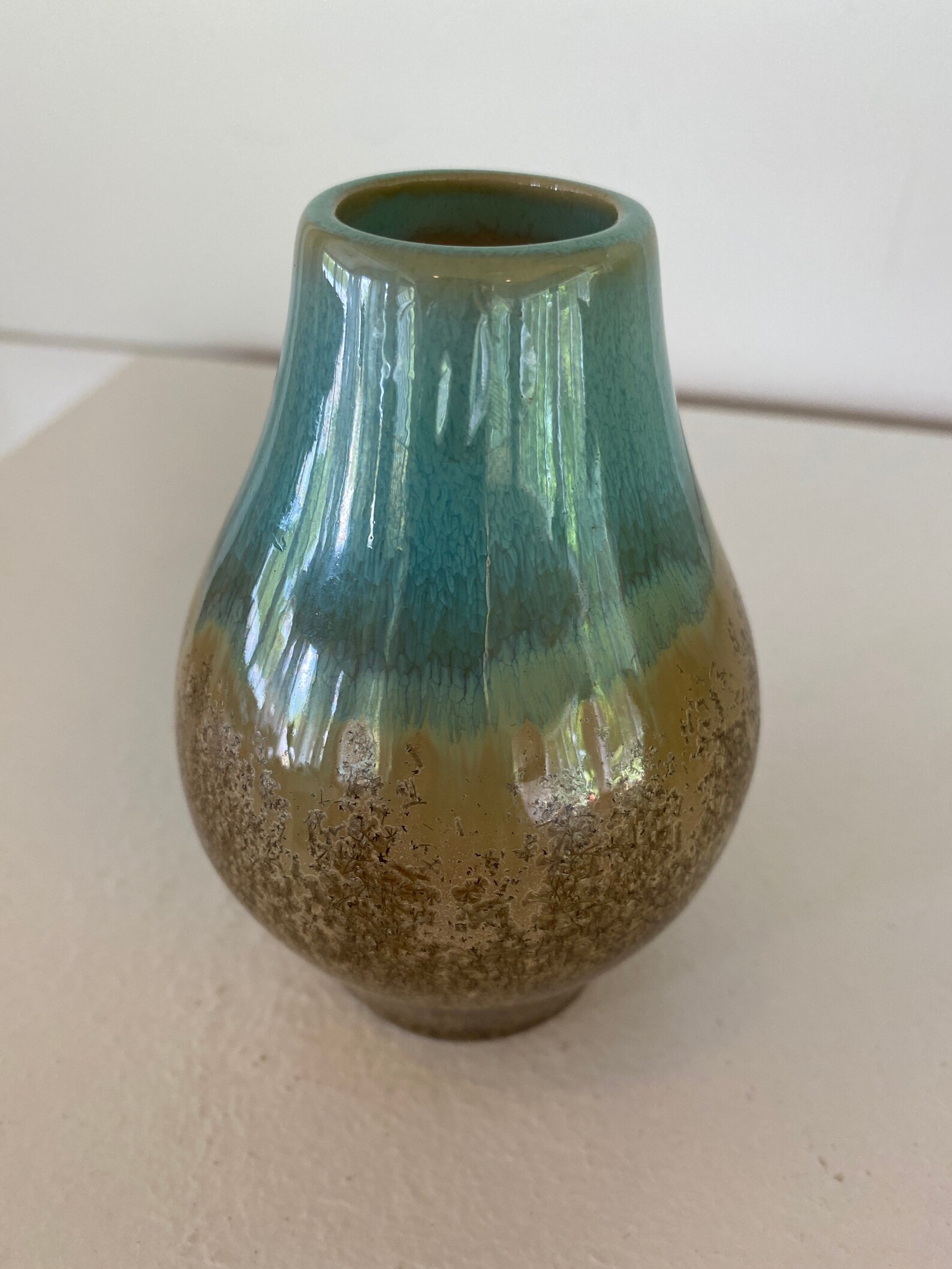 Brown and blue art pottery vase 4 tall Etsy