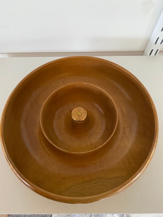 Vintage MCM Myrtlewood Divided Nut Bowl. Etsy