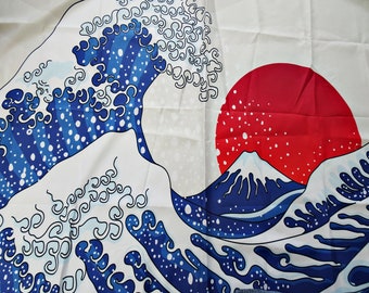 Furoshiki Hokusai la grande onda Kanagawa, confezione regalo in tessuto ecologico / Onda giapponese di grandi dimensioni