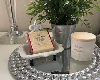 Victorian Style Soap Dish With Handmade Soap, Victorian Metal Soap Dish, Vintage Metal Soap Dish, Bathroom Decor, Perfect Gift For Her