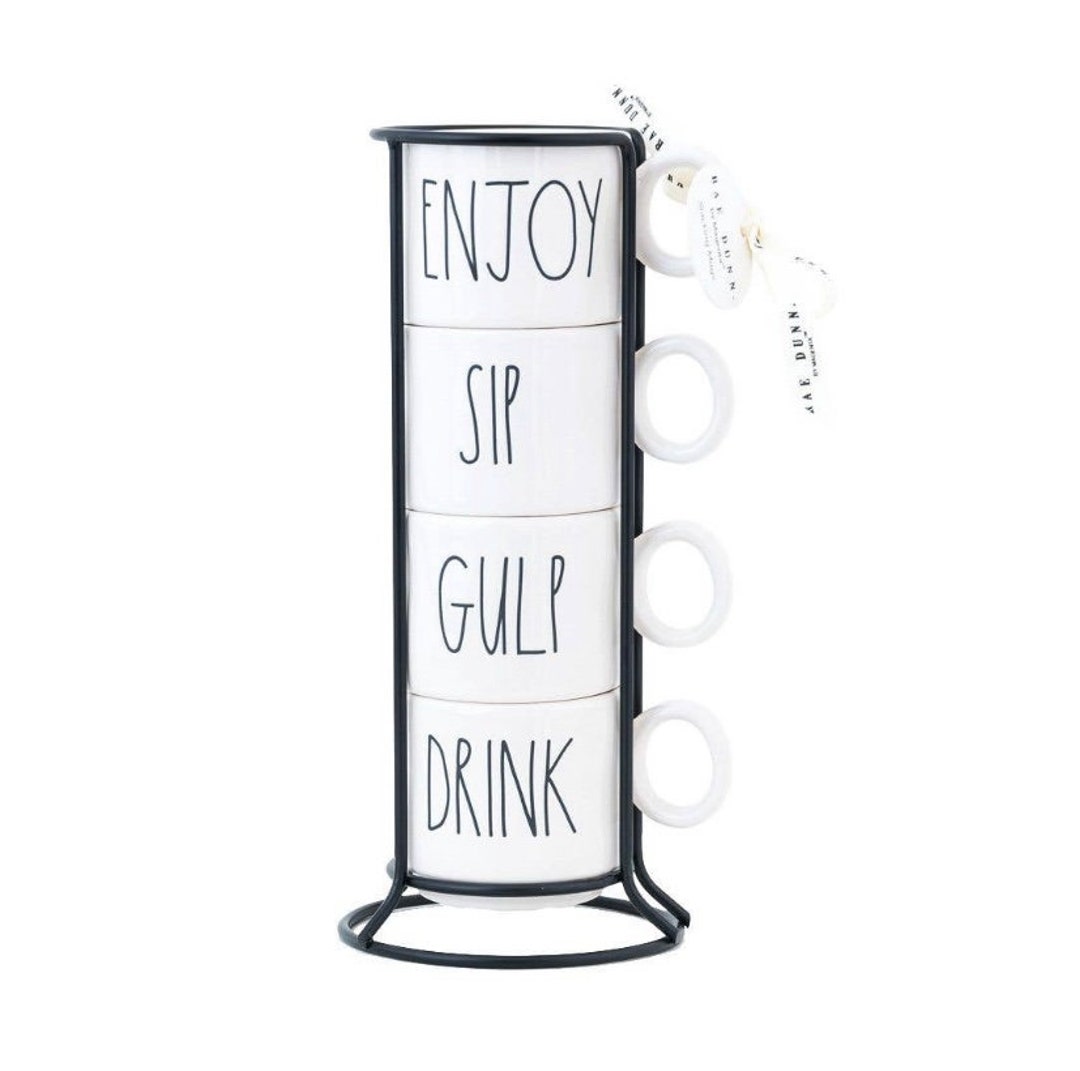 Rae Dunn Espresso Mug Set With Rack, Rae Dunn Mugs, Rae Dunn Etsy