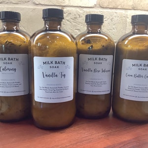 Luxurious Handmade Milk Baths , Organic Milk Bath Salts, Handmade Milk Bath Salts, 16oz Bottles Of Milk Bath, Milk Bath Gift Set