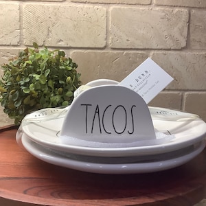 Rae Dunn Taco Plates and Taco Holder Set | Rae Dunn Taco Set | Ceramic Tacos Holder With Plates | Ceramic Taco Serving Tray