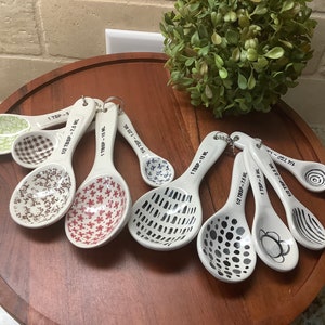 Rae Dunn Measuring Spoon Set | Measuring Spoons | Ceramic Measuring Spoons | Measuring Cups | Cute Ceramics Spoon Set |  Kitchen Decor