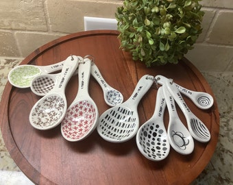 Rae Dunn Ceramic Measuring Spoon Set | Kitchen Decor