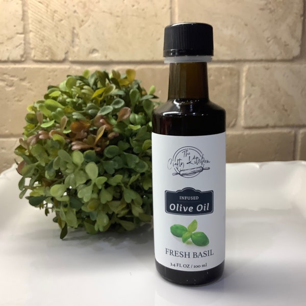 Basil Infused Olive Oil, Essential Oils For Basil, Basil Infused Oil, Basil Infusing, Olive Oil Gift Set, Kitchen Essentials, Gift For Her