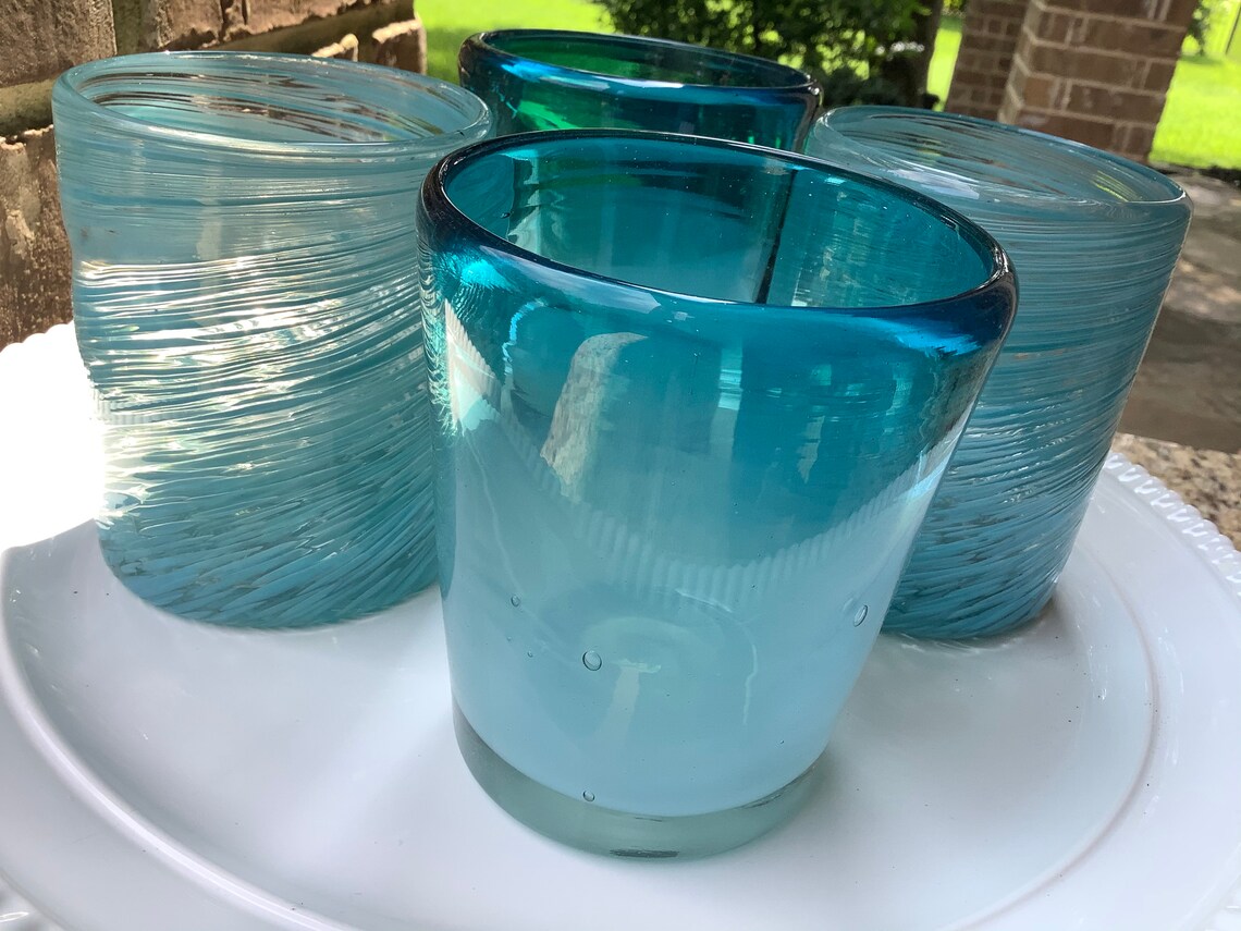 Recycled Handblown Drinking Glasses Handblown Glassware Etsy