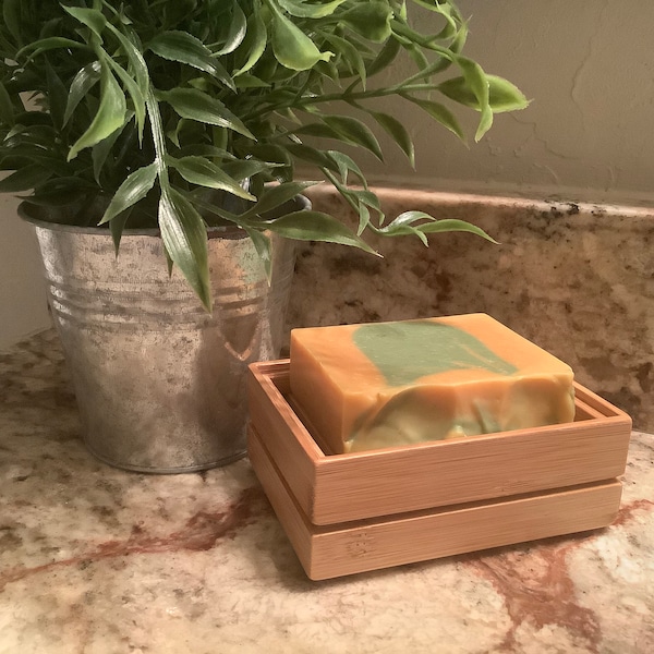 Dual Layer Bamboo Soap Dish With Drain, Draining Soap Rack, Zero Waste Bamboo Soap Dish, Organic Bamboo Soap Dish, Bamboo Soap Dispenser