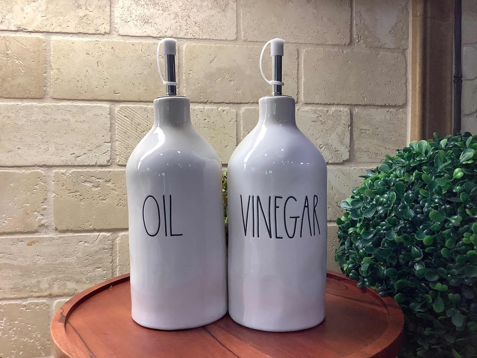 Rae Dunn Oil and Vinegar Cruet Set With Your Choice of Crafty Etsy