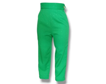 Comodi pantaloni Capri, Verde, ispirati agli anni '50