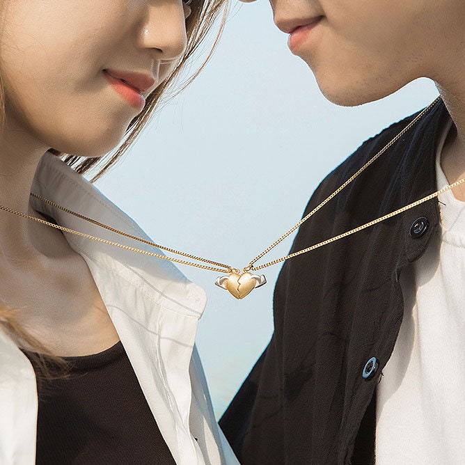 Love Couple Necklace Necklace Sterling Silver Funny Etsy