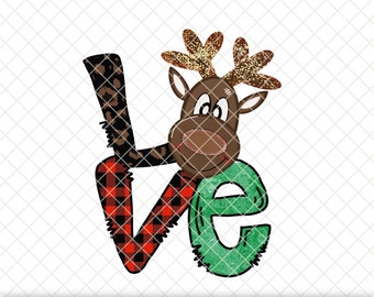 Reindeer Christmas Love, Clear Laser Printed Waterslide Decal for Tumblers