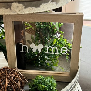 Home Mickey Cinderella Castle Disney Inspired-Engraved Window Pane Décor Sign Natural Cottagecore Chic Bookshelf Buffet Tiered Tray