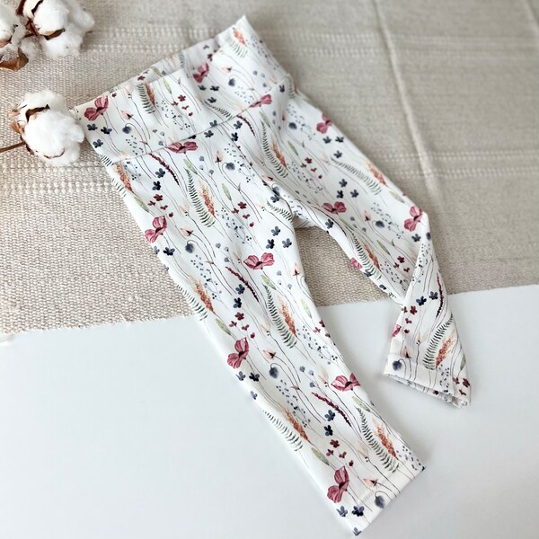 Leggings Gr.56-116 - Feldblumen - Babyleggings, Kinderleggings aus Jersey - Mohnblumen - Herbstblumen - floral