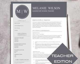 Resume Template, Professional Resume Template, Teacher Resume, Instant Download, Resume Template with Cover Letter, Word Resume, Mac Pages