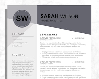 Resume Template, Professional Resume Template, Instant Download, Resume Template with Cover Letter, Resume Template Word, Mac Pages