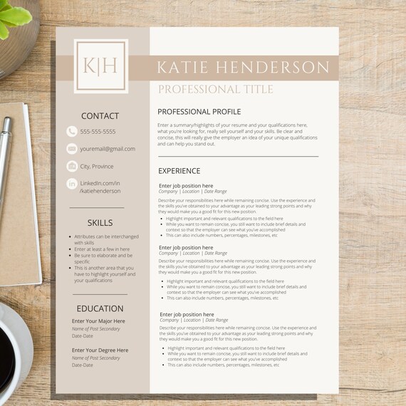 Resume Template Professional Resume Modern Resume Template | Etsy
