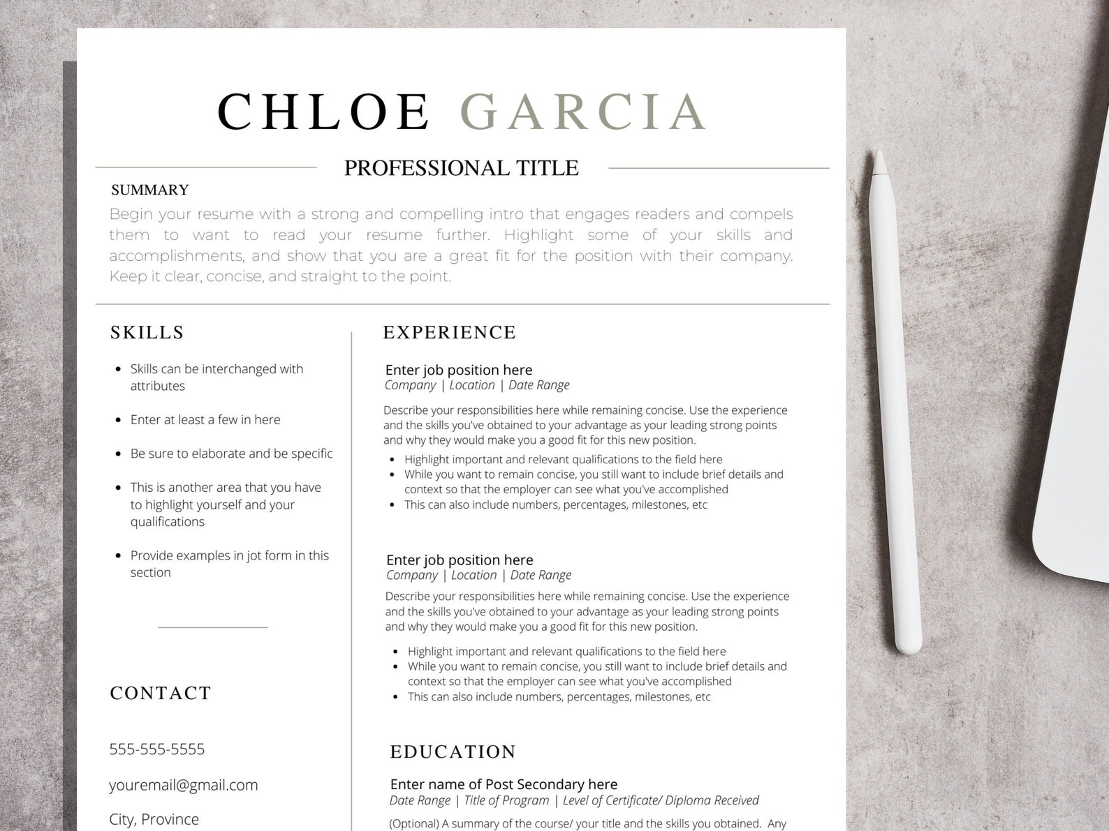Professional Resume Template | Minimalist Resume Template | CV Template ...