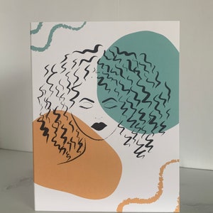 Wavy Carla - handgemachte bunte Grußkarte mit wavy Carla auf dem Cover