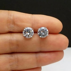 7Ct Round Cut VVS1/D Solitaire Screw Back Stud Earrings 14K White Gold 9mm Retail Value 495.00