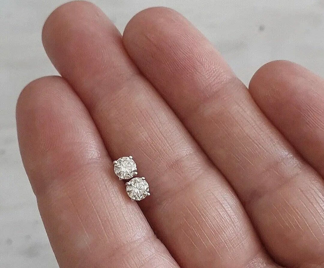 1 CT TW Real Certified Round Moissanite Solitaire Stud Earrings 14K 1-ct-tw-real-certified-round-moissanite-solitaire-stud-earrings-14k