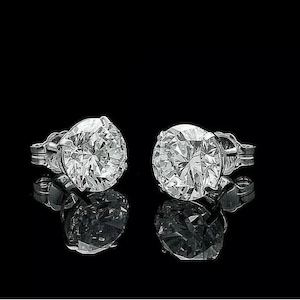 2.40 Ct Round Cut FL/D Solitaire Certified Moissanite Stud Earrings 14K White Gold 7mm Screw Back