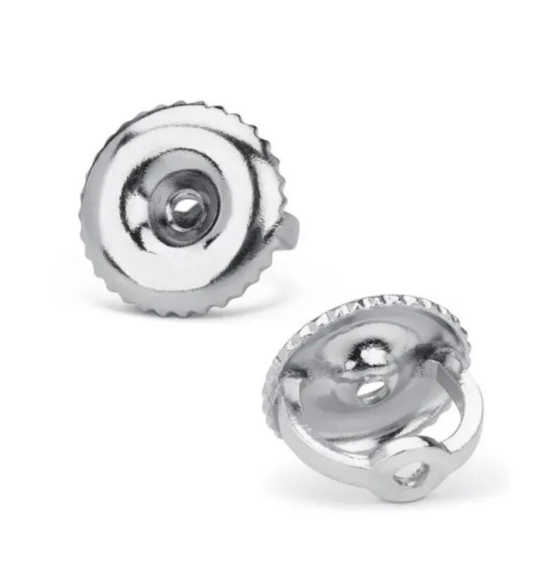 Single Earring Back Replacement |14k Solid White Gold | Threaded Screw on Screw Off |Quality Die Struck | Post Size .032 inch | 1 Piece | Everyday