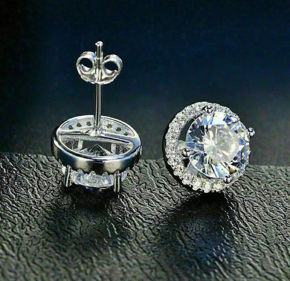 1.00 Ct Princess-Cut VVS1/D Diamond Push Back Stud Earrings 14K White Gold $395 