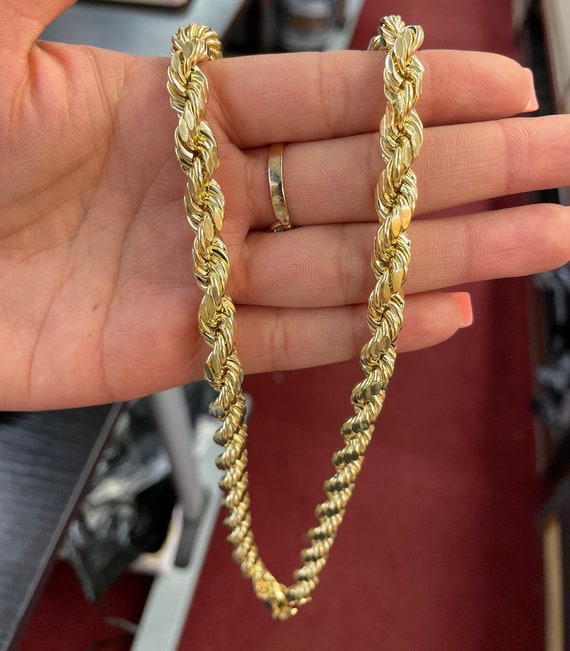 Certified Real 10K Yellow Gold Thick Rope Chain 24 Inch Long 8mm Diamond  Cut Value 2995.00 