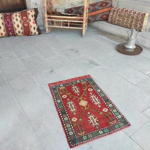 Fethiye rug, Small rug, 1.8x2.9 feet, Accent rug, shops Oushak rug, Area rug, Handcrafted rug, Turkish rug, Wool rug, Free shipping, KT5058