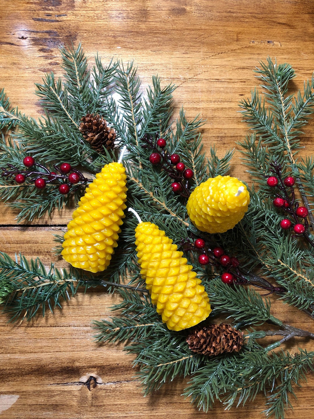 Medium Pine Cone Pillar Candle Pure Beeswax Pine Cone Pillar Candle ...