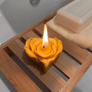 Rose heart votive  beeswax candle (100% beeswax) handcrafted gift candle. party favor candles