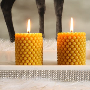 Set of 2 pillar candles. 100% beeswax candles. bubble pillar candle. handcrafted candles honey candles/ Velas de Miel birthday candles