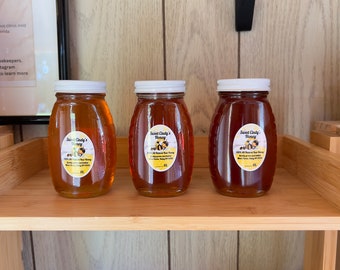 Raw Honey 8oz glass jar 100% pure local honey straight from the hive 3 varieties