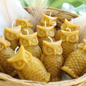 Owl candle 100% beeswax candle handcrafted