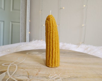 Corn Cob pillar candle (100% pure beeswax) handcrafted