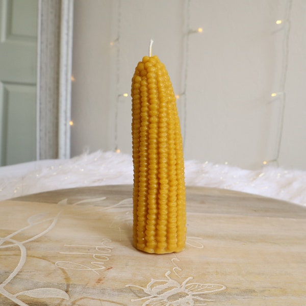 Corn Cob pillar candle (100% pure beeswax) handcrafted