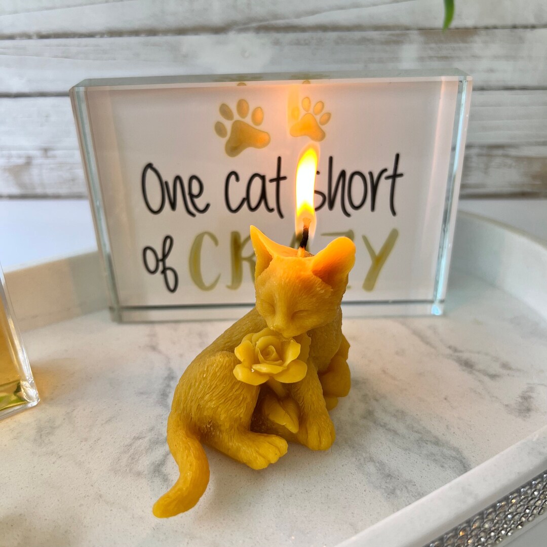 Cat Candle 100 Beeswax Handcrafted Cat Lovers Candle Birthday Candle