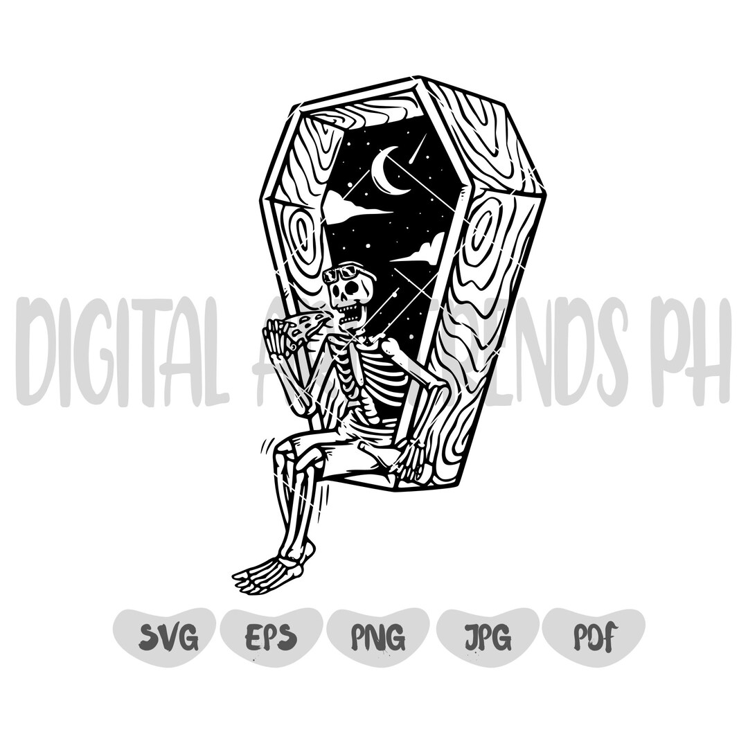 Skull Eating Pizza Svg Pizza Svg Skull Svg Funny Halloween Etsy