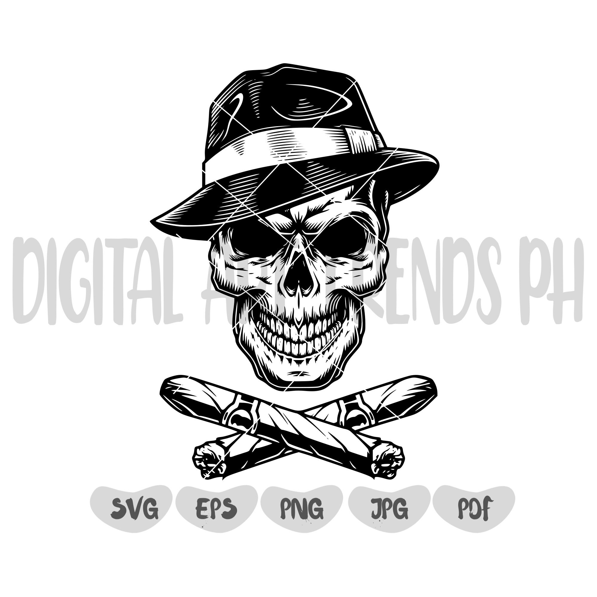 Skull With Fedora - Etsy