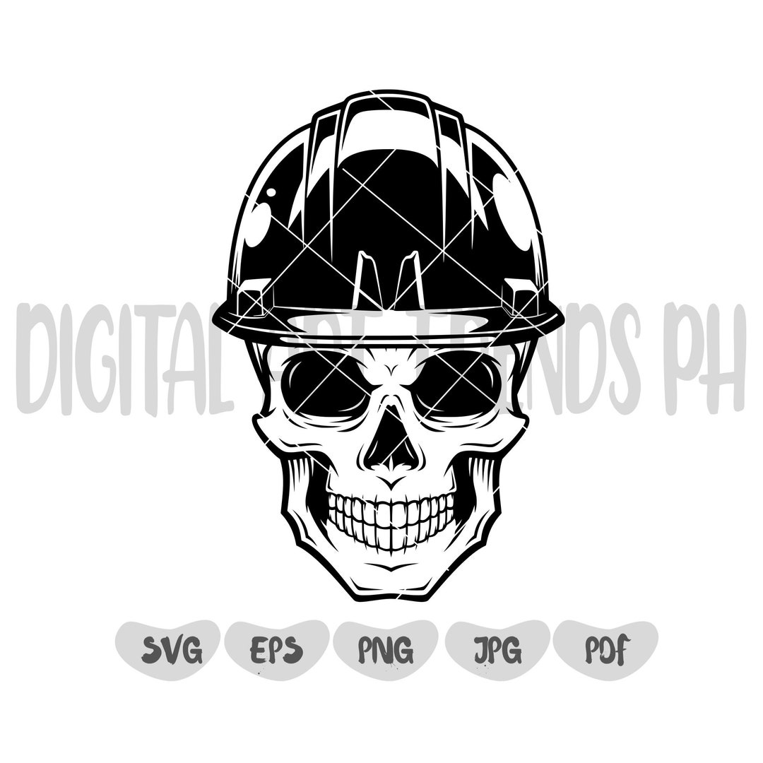 Skull With Hard Hat SVG Construction Svg Engineer SVG - Etsy